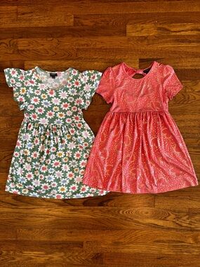 Bundle of 2 Picapino Dresses - NWOT (Floral) and EC (Pink & Gold) - Size 8